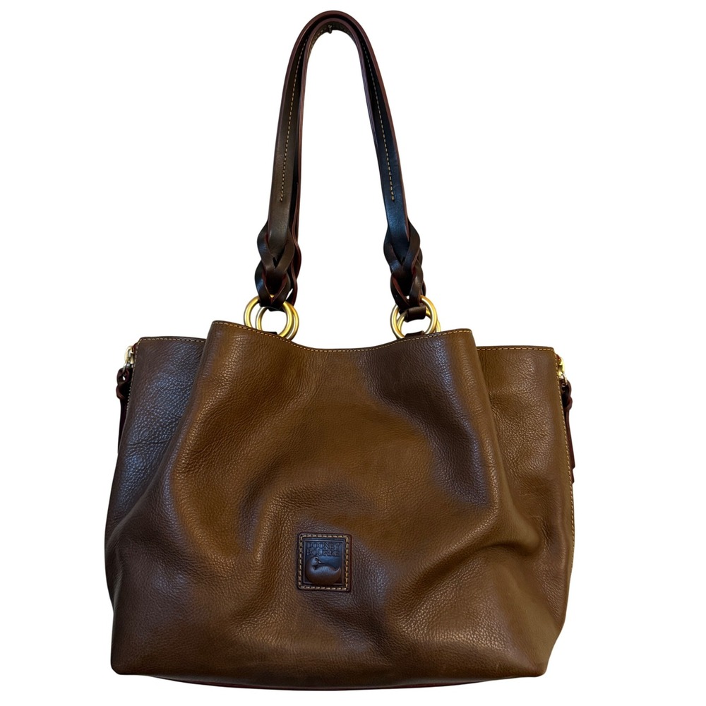 Dooney Bourke‎ Florentine Leather Handbag Large Zip Barlow Chestnut Bag Hobo